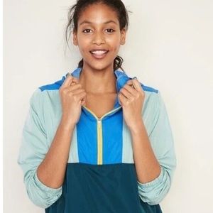 Multi-color retro half-zip windbreaker